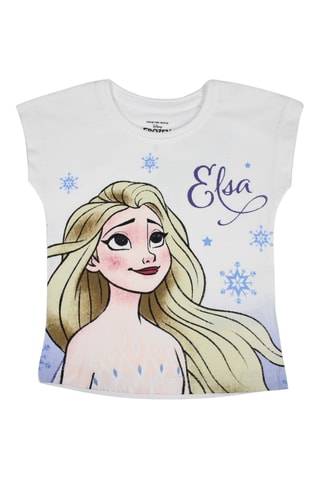 T-shirt Elsa Frozen Disney  - Bianco, giallo e rosa