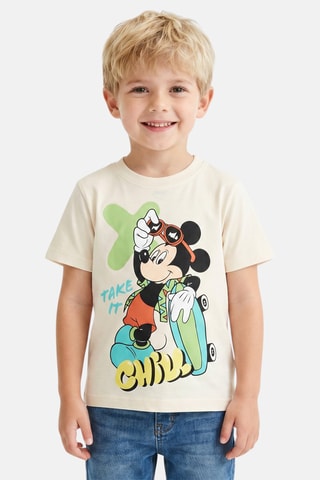 T-shirt Mickey Disney - Beige - Beige, groen en geel