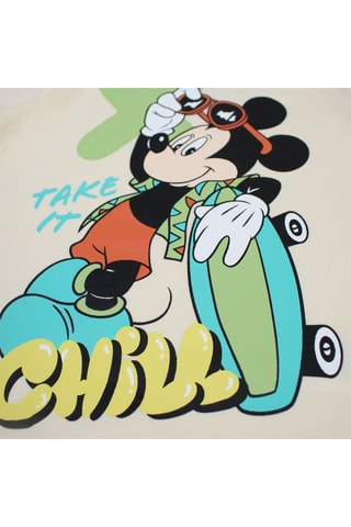T-shirt Mickey Disney - Beige - Beige, groen en geel