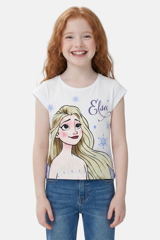 T-shirt Elsa Frozen Disney  - Beige, verde e giallo