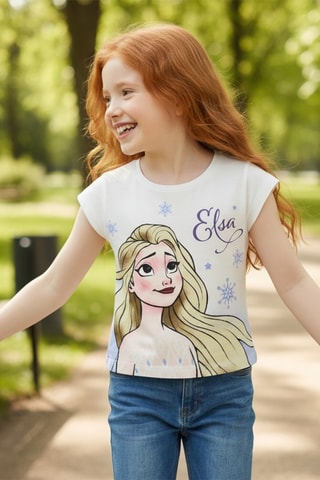 T-shirt Elsa Frozen Disney  - Beige, verde e giallo