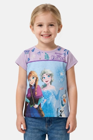 T-shirt La Reine des Neiges Disney  - Blanc, bleu et violet