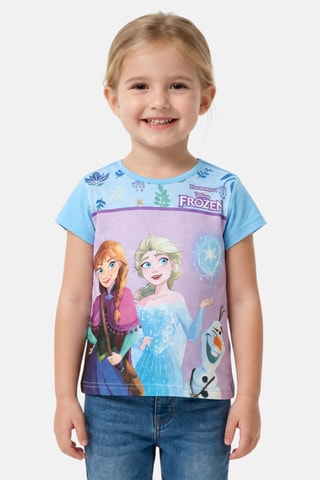 T-shirt Elsa et Anna La Reine des Neiges Disney - Bleu et violet