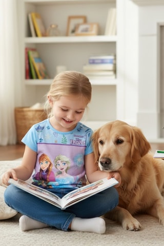 T-shirt Elsa et Anna La Reine des Neiges Disney - Bleu et violet