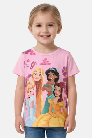 T-shirt Princesses Disney - Rose - Jaune, marron et violet