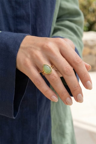 Bague - Plaqué or jaune et quartz