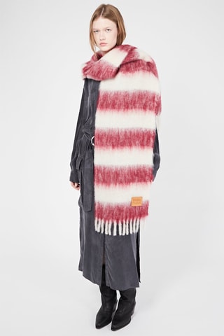 Mohair en Wollen Sjaal - Wit en Bordeauxrood