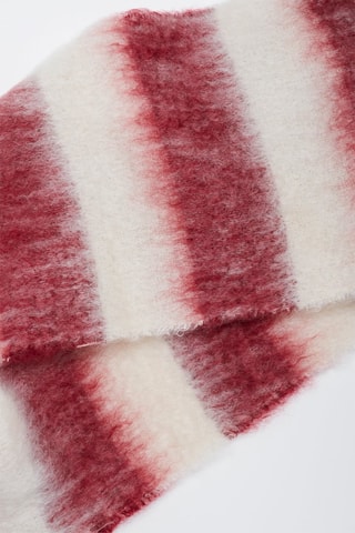 Mohair en Wollen Sjaal - Wit en Bordeauxrood