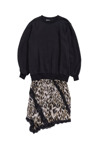 Jurk met Trompel'œil - Marineblauw