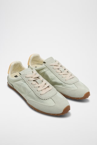 Splitleren en Leren Sneakers - Grijs