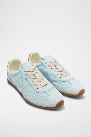 Splitleren en Leren Sneakers - Hemelsblauw 