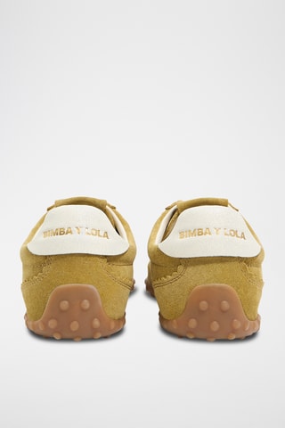 Splitleren en Leren Sneakers - Kaki