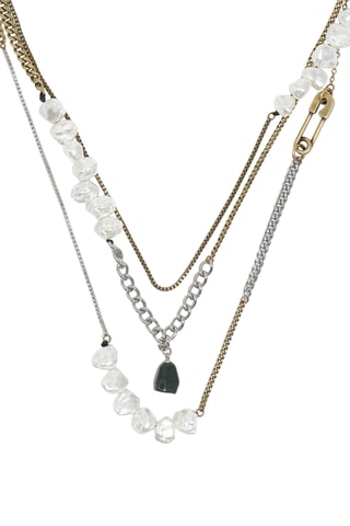 Ketting met Meerdere Rijen Goudkleurig en Wit 