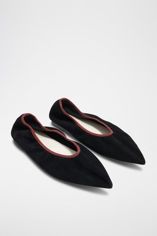Nubuck Ballerina's - Zwart