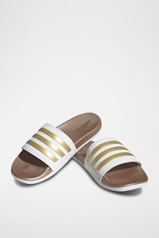 Claquettes Adilette Comfort Blanc et doré