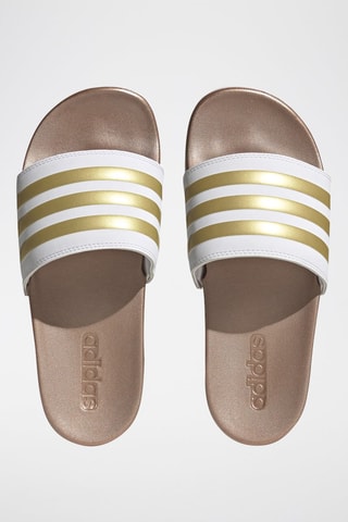 Claquettes Adilette Comfort Blanc et doré
