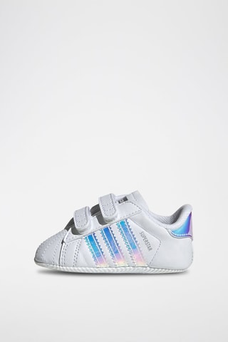 Sneakers en cuir Superstar Crib - Blanc et bleu