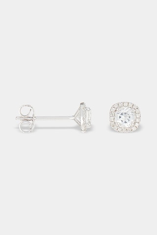 Puces Carré topazien Or blanc, diamants et topaze