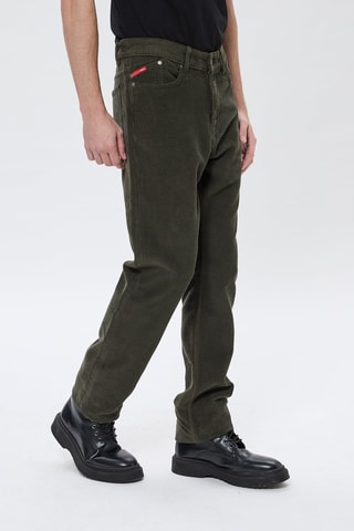 Velours Broek Regular Josias - Kaki