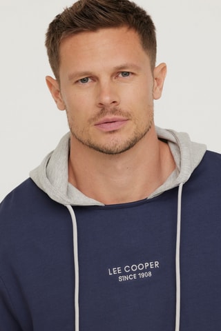 Biologisch Katoenen Sweater met Capuchon Edimo - Marineblauw en Gemêleerd Grijs