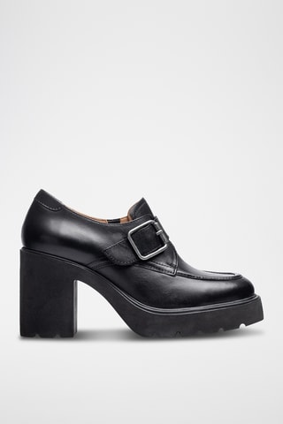 Mocasines de piel de tacón - Negro
