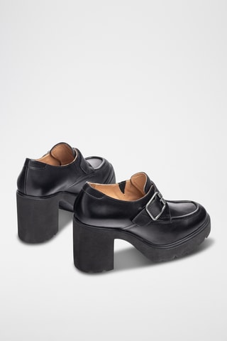 Mocasines de piel de tacón - Negro