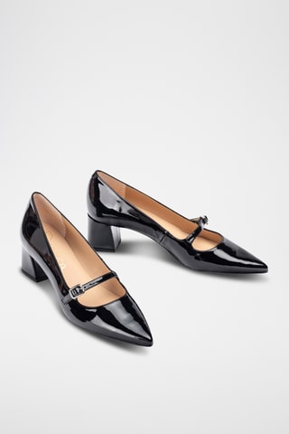 Zapatos de piel de tacón - Negro