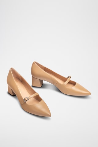 Zapatos de piel de tacón - Beige