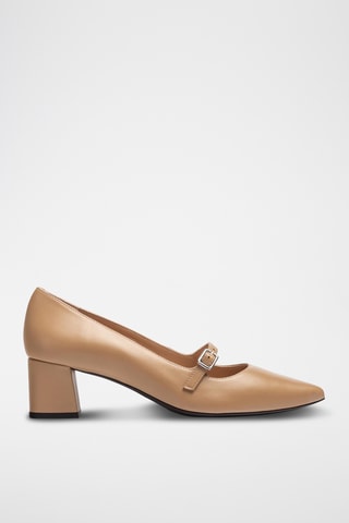 Zapatos de piel de tacón - Beige