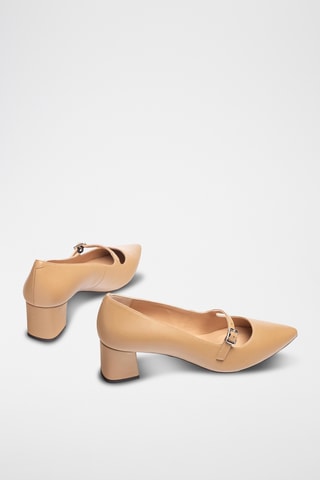 Zapatos de piel de tacón - Beige