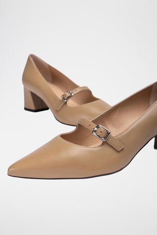 Zapatos de piel de tacón - Beige