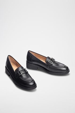 Mocasines de piel de tacón - Negro