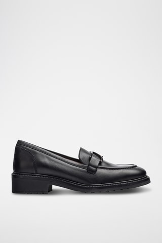 Mocasines de piel de tacón - Negro