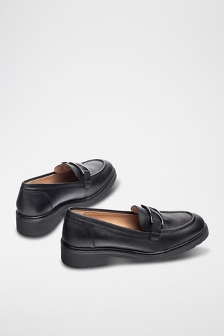 Mocasines de piel de tacón - Negro