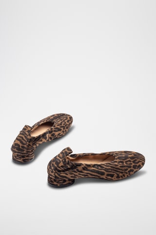 Bailarinas de piel de tacón - Marrón oscuro