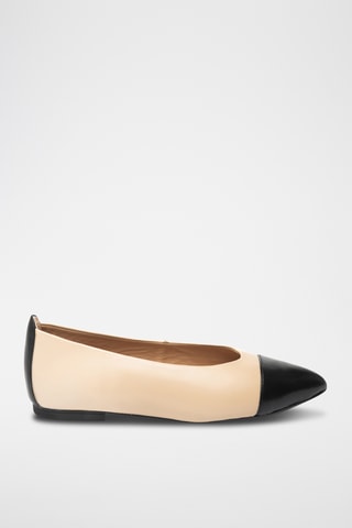 Bailarinas de piel - Beige y negro