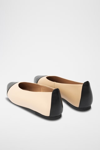 Bailarinas de piel - Beige y negro