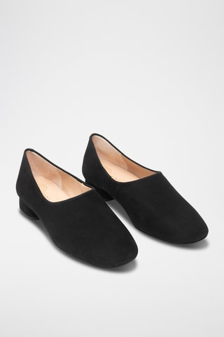 Bailarinas de piel de tacón - Negro