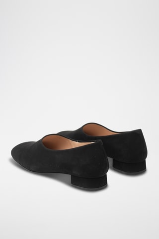 Bailarinas de piel de tacón - Negro