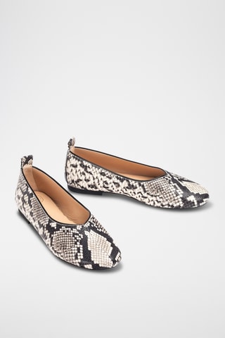 Bailarinas de piel - Beige y negro