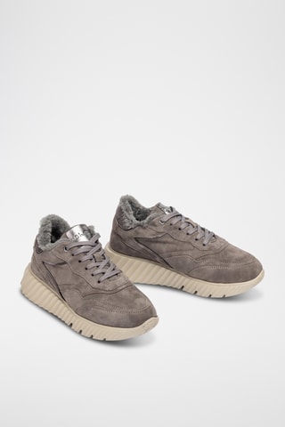 Zapatillas de piel con plataforma - Gris