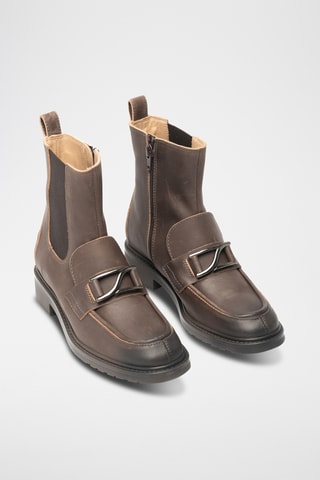 Botines de piel de tacón - Marrón oscuro