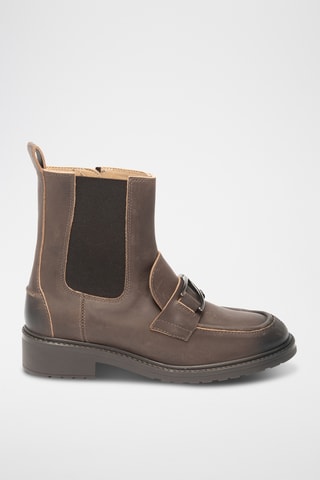 Botines de piel de tacón - Marrón oscuro