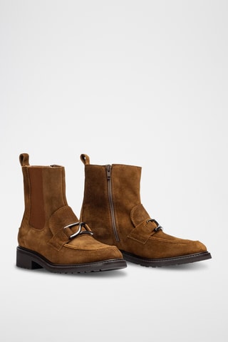 Botines de piel de tacón - Marrón