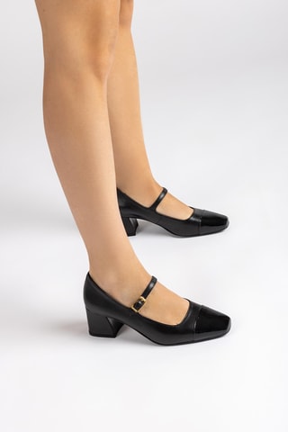 Zapatos de piel de tacón - Negro