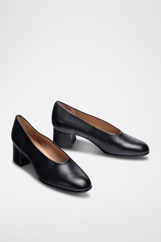 Zapatos de piel de tacón - Negro