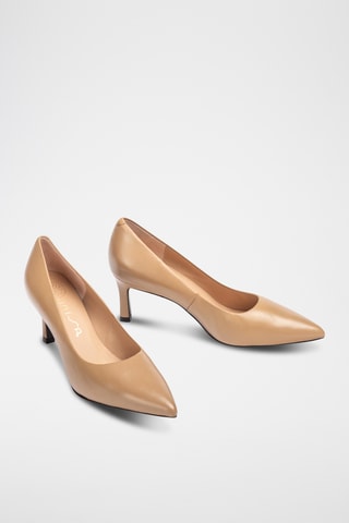 Zapatos de piel de tacón - Beige