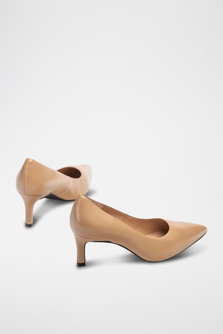 Zapatos de piel de tacón - Beige