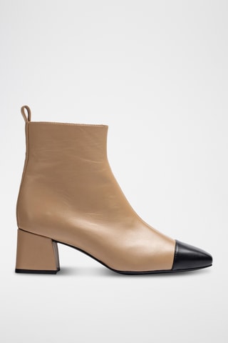 Botines de piel - Beige y negro