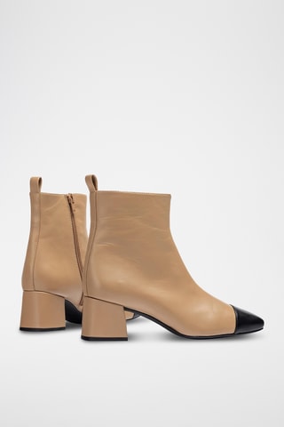 Botines de piel - Beige y negro